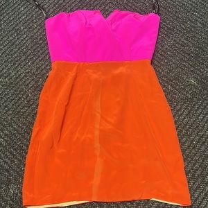 Naven Hot Pink and Orange Strapless Mini Dress